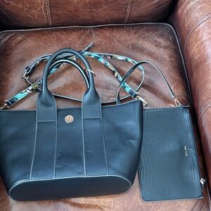 Anne Klein Black Tote with Floral Accent